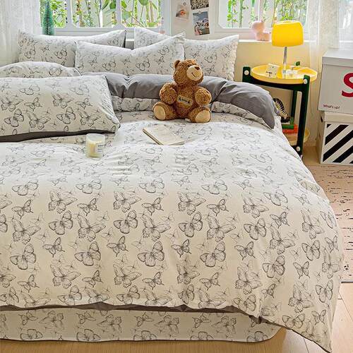 Student bed bedsheet set bed fitted sheet duvet cover double
