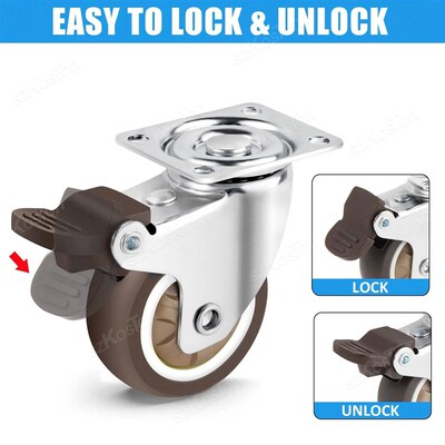 1-2 inch Casters Set of 4 Rubber Small Caster Wheels for Hea