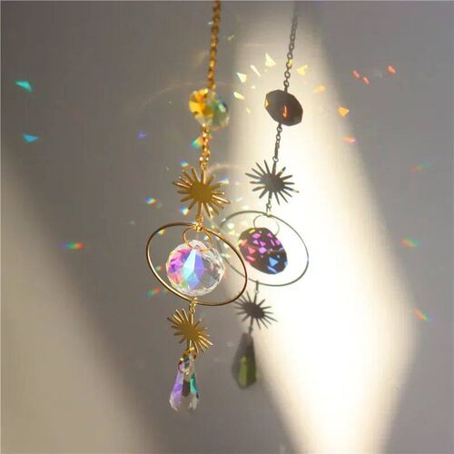 Home Decor Moon Star Crystal Sun Catcher Garden Light Collec