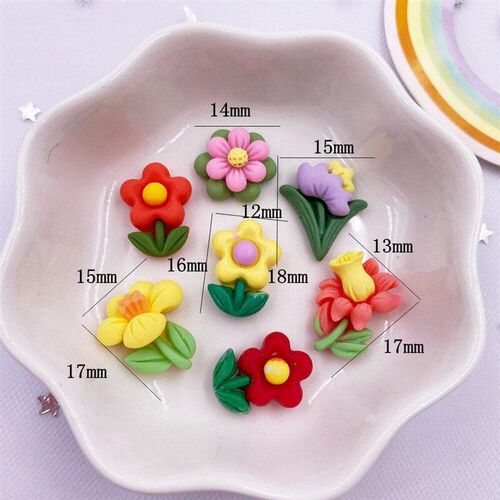 Colorful Various Resin Painted Kawaii Mini Cute A Flower Fla