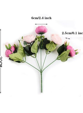 30cm Rose Pink Silk Peony Artificial Flowers Bouquet 5 Big H