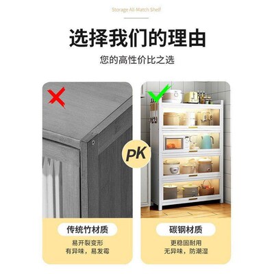 Storage Rack Kitchen Storage Cabinet with Door Floor Multi-L