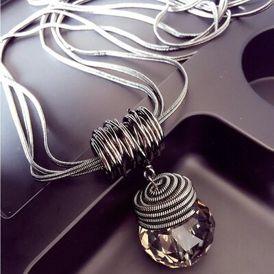 Women Pendant Necklaces Drop Long Paragraph Sweater Chain  D