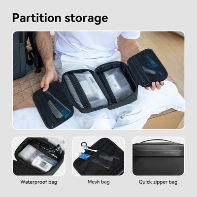 Travel Toiletry Bag Mens Business Trip Gods Dry Wet Separat