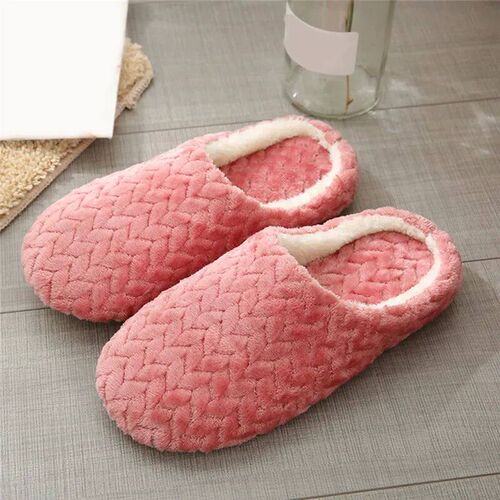 Indoor Cotton Slippers with Soft Sole Silent Faux Suede Slip