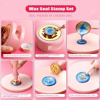 DIY Wax Seal Stamp Set Lacquered Stamp Sealing Wax Kit Stamp