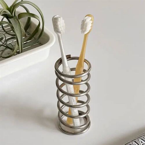 Spring Stainless Steel Cylindrical Toothbrush Stand Toothpas