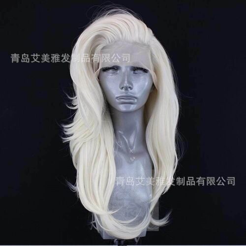 -Chemical fiber front lace wig high temperature silk half ha