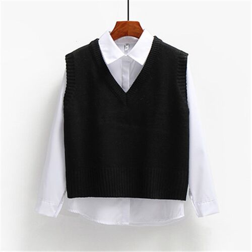 Women Sweater Vest Spring 2021 Autumn Women Short Loose Knit