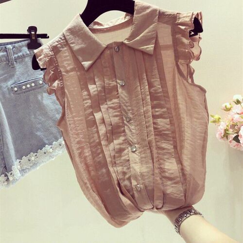 Ruffle Blouse Women Button Feminine Blouse Shirt Female Eleg
