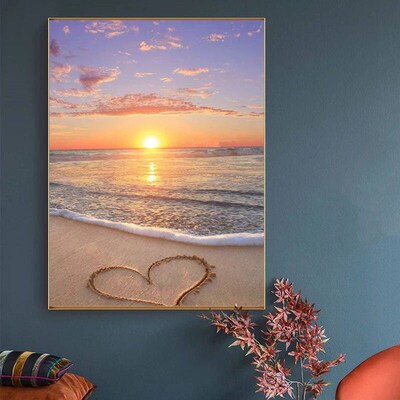 Diamond Painting Sunset Sea Full Diamond Embroidery Beach La