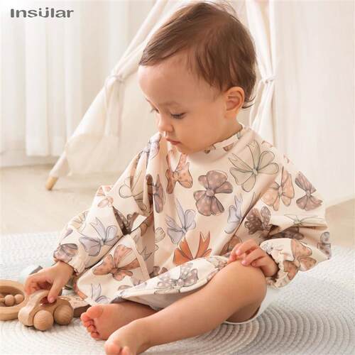 New Children Feeding Aprons Long sleeve Baby bib with