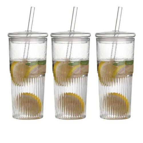 Ins Style 600ml Large Capacity Straw Glass Coffee Teacup Qua