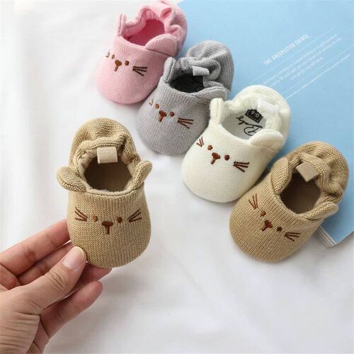 Infant Toddler Slippers Baby Boys Girls Knited Crib Shoes Cu