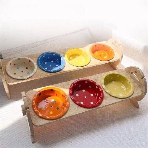 Non Slip Cat Dog Food Water Bowl Holder All in One Anti Tip