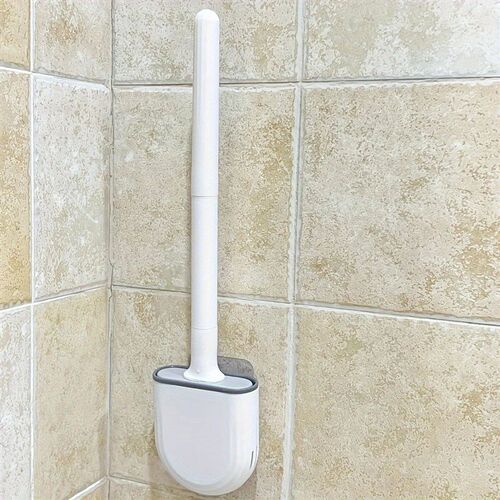 WIKHOSTAR Wall Mounted Toilet Brush Silicone Flat Brush Head