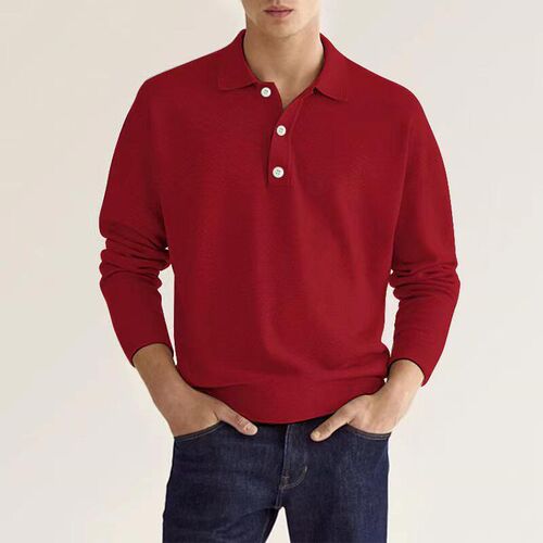 2025 Independent Station Long Sleeve V-neck Button Mens Cas