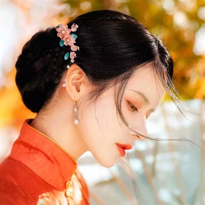 Fairy Hair Clips Hairpins For Women Pink Flower Tassel Barre
