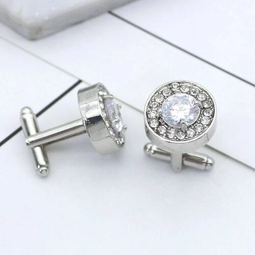 cate Tiny Round Cufflink For Men Boys Purple Crystal Luxury