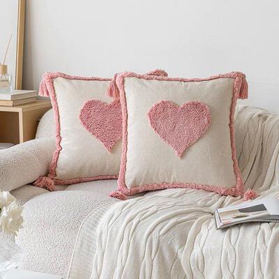 Ins Style Pink Plush Sofa Pillow Case New 45X45 Cushions Cov