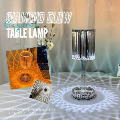 Crystal Table Lamp Touch Remote Control Night Lamp Rechargea