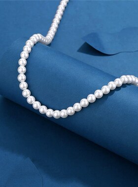 Pearl Necklace Men Simple Handmade Strand Bead Necklace  New