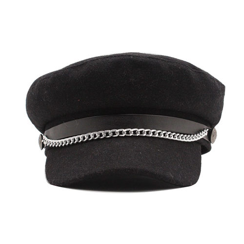 Autumn Winter Chain Wool Military Berets for Women Female Fl
