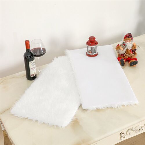 Luxury Christmas Table Runner Snowy White Faux Fur Table Run