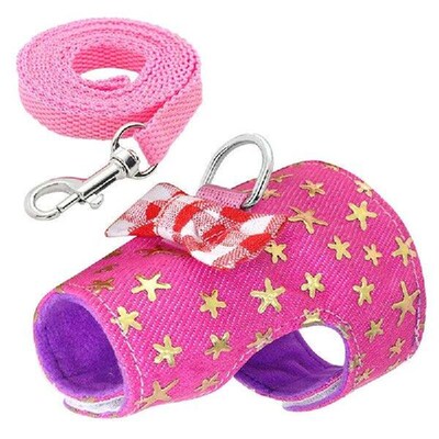 Pet Harness Rabbit Hamster Bowtie Striped Star Vest Leash