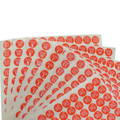 Round Size Sticker for Clothes Clothing Label Tag with Red L