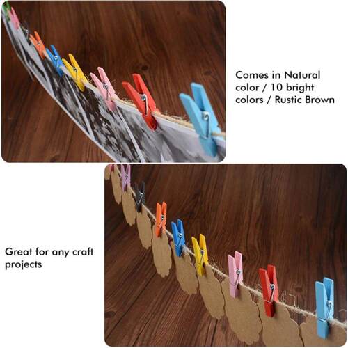 50/100 pcs Mini 25mm Natural Wooden Clips Photo Clips Clothe