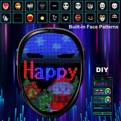 Face Transforming LED Mask with App Controlled - Programmabl