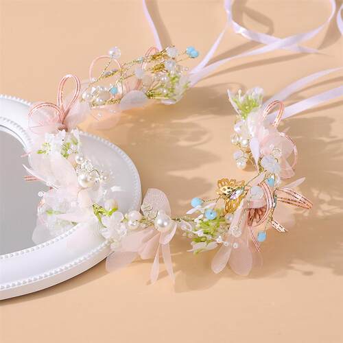 Elegant Girls Spring Bohemian Pearl Crowns Beach Hawaii Flor