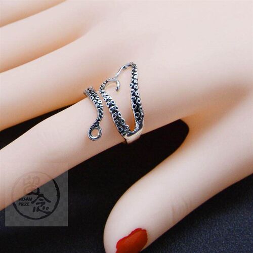 ( Titanium steel ring mens Retro Octopus claw ring titanium