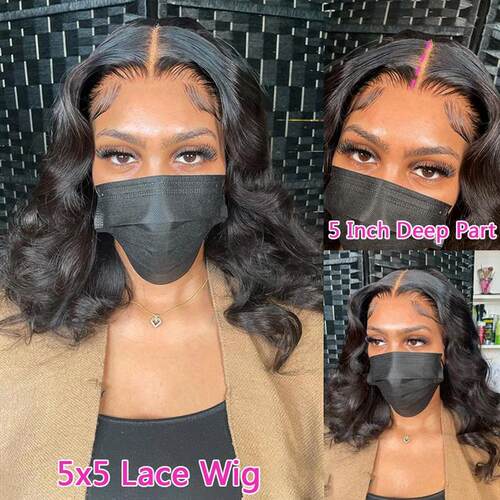 Body Wave Bob Wig 13x6 Transparent Lace Frontal Wig Brazilia