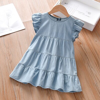 Little maven 2023 Baby Girls Summer Dress Denim Children Cas