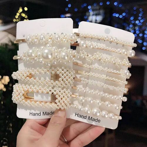1 Set Geometric Flower Pearl Hair Clip Pin For Women Hairpin