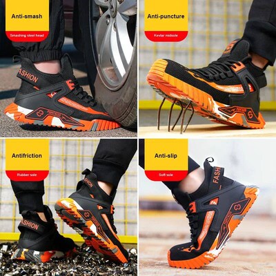 High top Safety Shoes Men Steel Toe Work Shoes Men Anti-punc