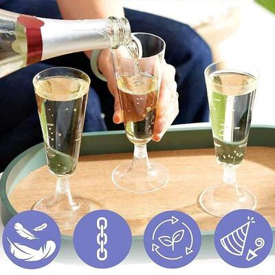 25/50/100pcs Disposable Cups Clear Plastic Champagne Flutes