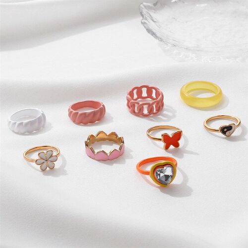 Oil Drop Ring Fashion Love Mixed Color Tai Chi Ba Gua Temper