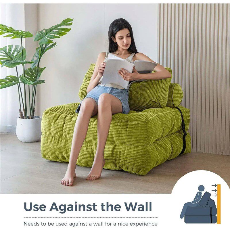 W_Folding Sofa Bed, Convertible Sleeper Chair with Pillow Fo图片