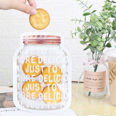 50pcs Reusable Mason Jar Zipper Bags Fresh Food Storage Bag