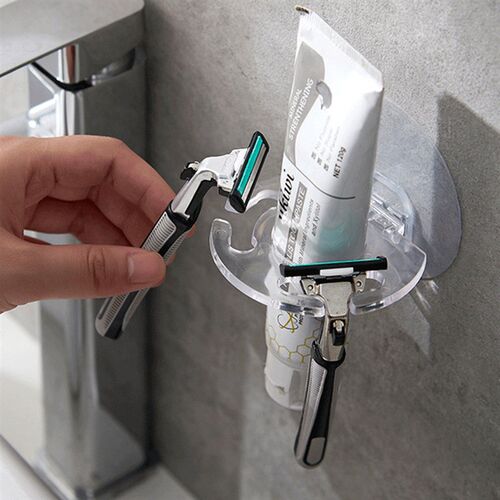 Toothbrush Holder Toothpaste Beard Shaver Storage Rack Bathr