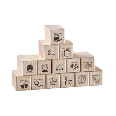1Pc Cute Cartoon Mini Pattern Wooden Stamps Womens Period
