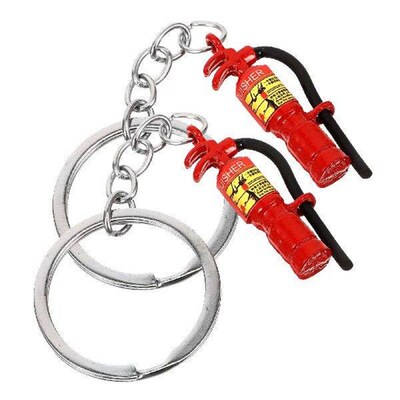 2Pcs Fire Extinguisher Pendant Key Chain Firefighter