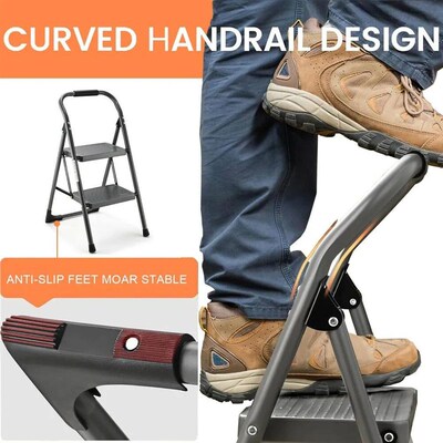 Step Stool for Adults,2 Step Ladder Folding 330lbs Anti Slip