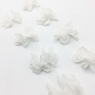 1yard 12pcs Flower Chiffon Cluster Flowers For Wedding Dress