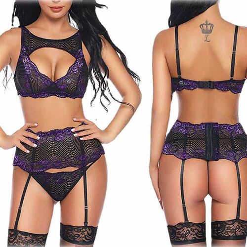 New large size erotic lingerie lace color matching stripes s