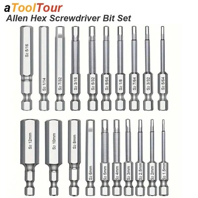 Hex Head Allen Wrench Bit Set Magnetic Metric Imperial Screw