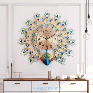 peacock wall clock european bed living room po挂钟金属单面